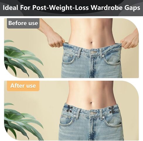 6 Set Pant Waist Tightener Buttons Pins for Loose Jeans Reusable Waist Cincher Clip to Waistband Tightener Adjuster Metal Pearl Brooch for Jeans Dresses Skirts No Sewing or Tools (BLACK) in Kuwait