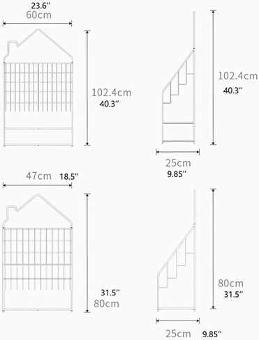 Standing Bookcase Children's Book Display Stand Metal Storage Shelf Home Storage Rack，Cute Little House Design， L 23.6"×D 9.85"×H 40.3" Desktop Book Stand(C) in Saudi Arabia