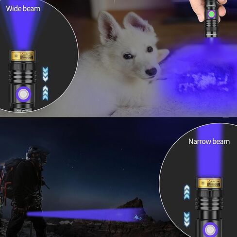 DARKBEAM UV Flashlight 365nm Rechargeable - High Power Ultraviolet LED Black Light Flash Light Mini Torch, Pet Urine Detector - Portable Woods Lamp for Resin Curing, Stain, Stones, Scorpions in Kuwait