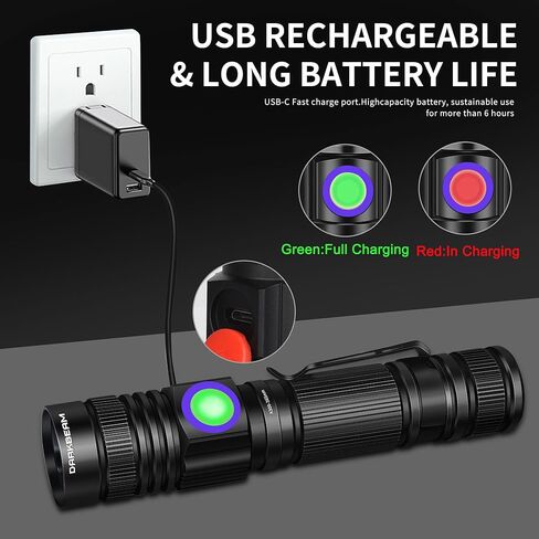 DARKBEAM UV Flashlight 365nm Rechargeable - High Power Ultraviolet LED Black Light Flash Light Mini Torch, Pet Urine Detector - Portable Woods Lamp for Resin Curing, Stain, Stones, Scorpions in Kuwait