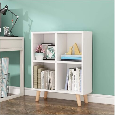 Standing Bookcase 2-Tier Open Shelf Bookcase Wood Standing Bookshelf Modern Office Bookcases, 27.1" Lx11.8 D X 31" H Desktop Book Stand(A) in Saudi Arabia