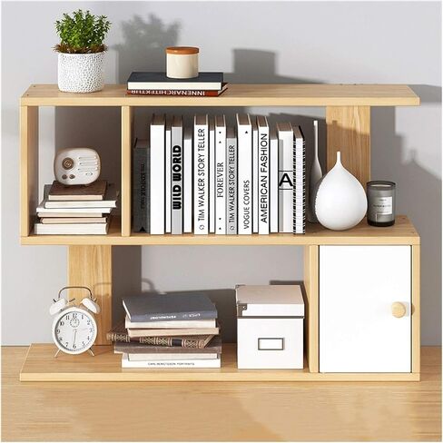 Standing Bookcase Wood Desktop Bookshelf Desktop Organizer Office Storage Rack Wood Display Shelf - Free Style Display 2-Shelf Stand Shelf Rack Assembled Bookcase Desktop Book Stand(A,Small) in Saudi Arabia