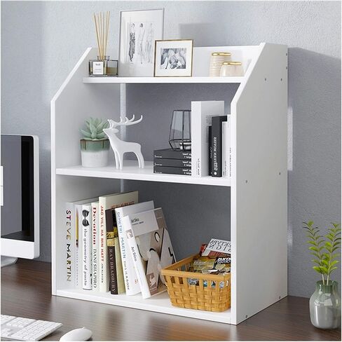 Standing Bookcase Desktop Bookshelf Office Shelves Desktop Organizer Home Bedroom Small Storage Rack Simple Multi-Layer Bookcase, 20.1"×7.9"×23.6" Desktop Book Stand(A) in Kuwait