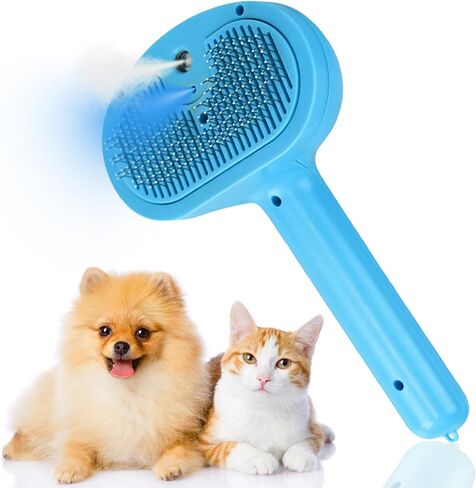 5-in-1 Pet Steam Brush-Cat Steam Brush, Combing, Massaging, Grooming, Shedding, Cleaning in Cat Brushes for Indoor Cats, Suitable for Cats, Dogs and Other Short ＆ Long-Haired Pets(Blue) in Saudi Arabia