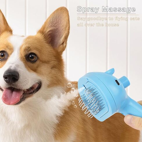 5-in-1 Pet Steam Brush-Cat Steam Brush, Combing, Massaging, Grooming, Shedding, Cleaning in Cat Brushes for Indoor Cats, Suitable for Cats, Dogs and Other Short ＆ Long-Haired Pets(Blue) in Saudi Arabia