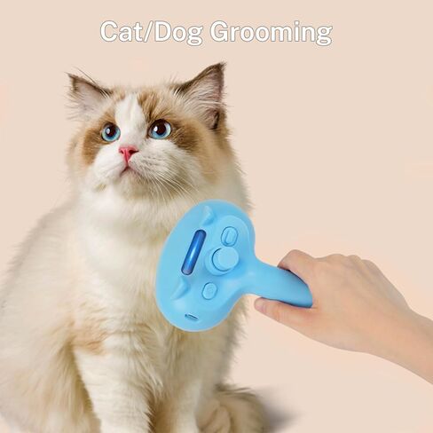 5-in-1 Pet Steam Brush-Cat Steam Brush, Combing, Massaging, Grooming, Shedding, Cleaning in Cat Brushes for Indoor Cats, Suitable for Cats, Dogs and Other Short ＆ Long-Haired Pets(Blue) in Saudi Arabia