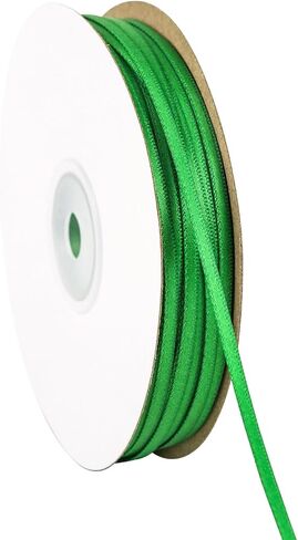 Double Face Green Satin Ribbon 1/8 inch X 100 Yards, Thin Ribbon Craft Fabric Ribbon Polyester Ribbons for Gift Wrapping, Wedding, Bow Making, Wreath, DIY Sewing (Green) in Saudi Arabia