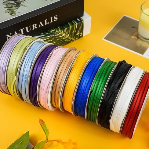 Double Face Green Satin Ribbon 1/8 inch X 100 Yards, Thin Ribbon Craft Fabric Ribbon Polyester Ribbons for Gift Wrapping, Wedding, Bow Making, Wreath, DIY Sewing (Green) in Saudi Arabia