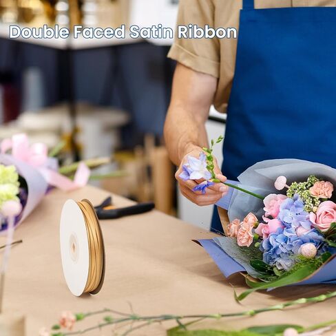 مزدوج الوجه الأخضر الساتين الشريط 1/8 بوصة × 100 ياردة ، شرائط شريط النسيج الشريط رفيع الشريط للهدية لتلوين الهدايا ، الزفاف ، صنع القوس ، إكليل ، خياطة DIY (أخضر) in Kuwait