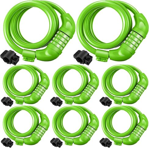 8 Pcs Bicycle Cable Locks High Security 4 Digit Bike Lock Cable with Mounting Bracket 4 Feet Resettable Coiling Bike Rack Lock Heavy Duty Anti Theft Cable Locks with Combination, 1/2 Inch Diameter in Saudi Arabia