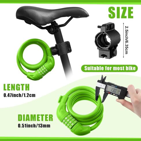 8 Pcs Bicycle Cable Locks High Security 4 Digit Bike Lock Cable with Mounting Bracket 4 Feet Resettable Coiling Bike Rack Lock Heavy Duty Anti Theft Cable Locks with Combination, 1/2 Inch Diameter in Saudi Arabia