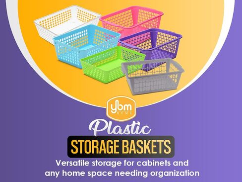 YBM Home Plastic Storage Basket for Office Drawer, Desktop and Classroom - Multipurpose Perforated Bin Tray Organizer for Shelves, Kitchen Pantry, Kids Room, and More 32-1184 White in Saudi Arabia