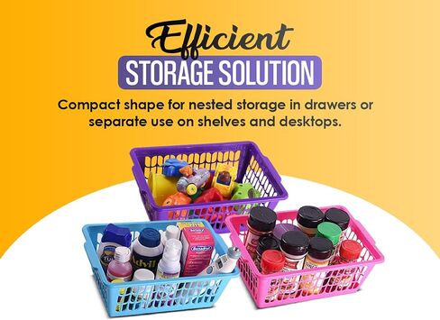 YBM Home Plastic Storage Basket for Office Drawer, Desktop and Classroom - Multipurpose Perforated Bin Tray Organizer for Shelves, Kitchen Pantry, Kids Room, and More 32-1184 White in Saudi Arabia