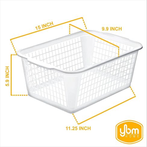 YBM Home Plastic Storage Basket for Office Drawer, Desktop and Classroom - Multipurpose Perforated Bin Tray Organizer for Shelves, Kitchen Pantry, Kids Room, and More 32-1184 White in Saudi Arabia