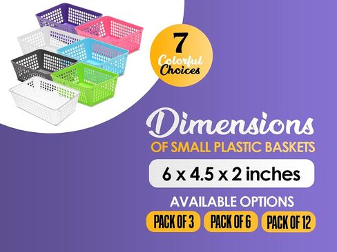 YBM Home Plastic Storage Basket for Office Drawer, Desktop and Classroom - Multipurpose Perforated Bin Tray Organizer for Shelves, Kitchen Pantry, Kids Room, and More 32-1184 White in Saudi Arabia