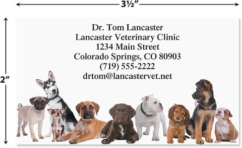 Bow Wow Animals Custom Printed Business Cards - Set of 250-2 x 3-½ inches, Veterinarian, Pet, Vet, Dog, Personalized Clinic Cards by Colorful Images in Kuwait