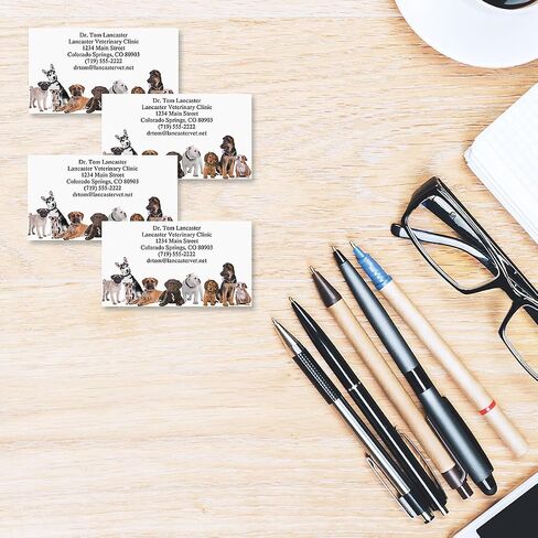 Bow Wow Animals Custom Printed Business Cards - Set of 250-2 x 3-½ inches, Veterinarian, Pet, Vet, Dog, Personalized Clinic Cards by Colorful Images in Kuwait
