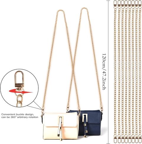 Purse Chain Strap 8-Pack, 47" Wallet Chain DIY Flat Iron Crossbody & Shoulder Replacement Straps with Metal Buckles in Saudi Arabia