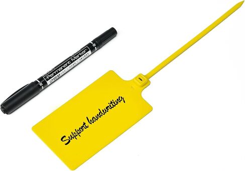 100 Yellow Plastic Writable Shipping Tags - Large, Waterproof, Hanging Labels with One Permanent Marker Pen in Kuwait