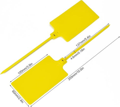 100 Yellow Plastic Writable Shipping Tags - Large, Waterproof, Hanging Labels with One Permanent Marker Pen in Kuwait
