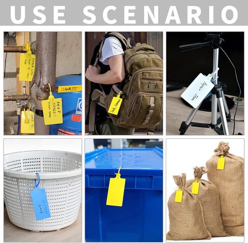 100 Yellow Plastic Writable Shipping Tags - Large, Waterproof, Hanging Labels with One Permanent Marker Pen in Kuwait