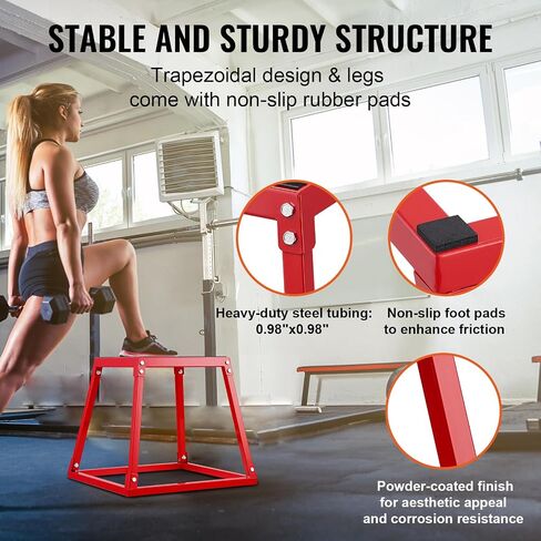 VEVOR Plyometric Jump Boxes, 12/18/24 Inch Plyo Box, Platform and Jumping Agility Box, Anti-Slip Fitness Exercise Step Up Box Set for Home Gym Training, Conditioning Strength Training, Black in Saudi Arabia