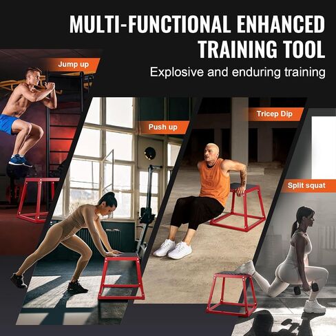 VEVOR Plyometric Jump Boxes, 12/18/24 Inch Plyo Box, Platform and Jumping Agility Box, Anti-Slip Fitness Exercise Step Up Box Set for Home Gym Training, Conditioning Strength Training, Black in Saudi Arabia