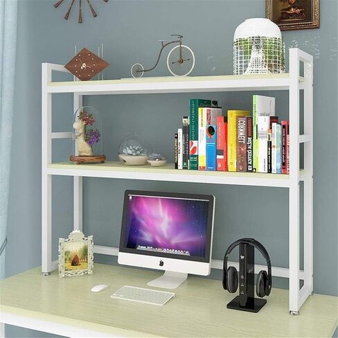 Standing Bookcase Bookshelf Bookshelf 2-Tiers Bookcase Metal Rustic Display Shelf Storage Rack Organizer Desktop Book Stand(Medium) in Saudi Arabia