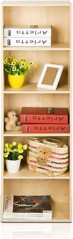 Standing Bookcase Bookshelf 5-Tier Wooden Bookcase Shelving Display Storage Wood Shelf Shelves Unit-Stackable - Freestanding Bookcases Desktop Book Stand(A) in Saudi Arabia