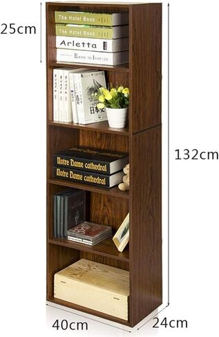 Standing Bookcase Bookshelf 5-Tier Wooden Bookcase Shelving Display Storage Wood Shelf Shelves Unit-Stackable - Freestanding Bookcases Desktop Book Stand(A) in Saudi Arabia