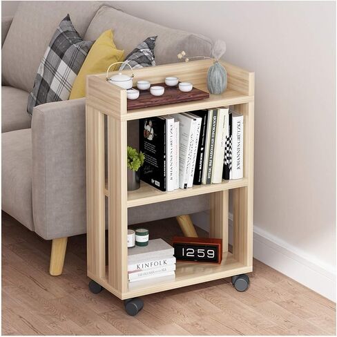 standing bookcase Mordern Wood Bookshelf Bookcases Furniture Rolling Shelf Storage Rack Shelf for Bedroom, Living Room, Multi-Functional Shelf Units for Collection, Storage Organizer ，3 Tier Desktop b in Saudi Arabia