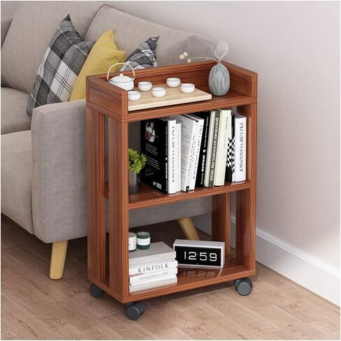 standing bookcase Mordern Wood Bookshelf Bookcases Furniture Rolling Shelf Storage Rack Shelf for Bedroom, Living Room, Multi-Functional Shelf Units for Collection, Storage Organizer ，3 Tier Desktop b in Saudi Arabia