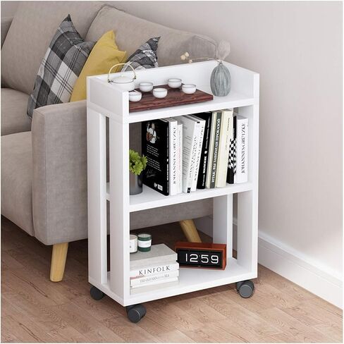 standing bookcase Mordern Wood Bookshelf Bookcases Furniture Rolling Shelf Storage Rack Shelf for Bedroom, Living Room, Multi-Functional Shelf Units for Collection, Storage Organizer ，3 Tier Desktop b in Saudi Arabia