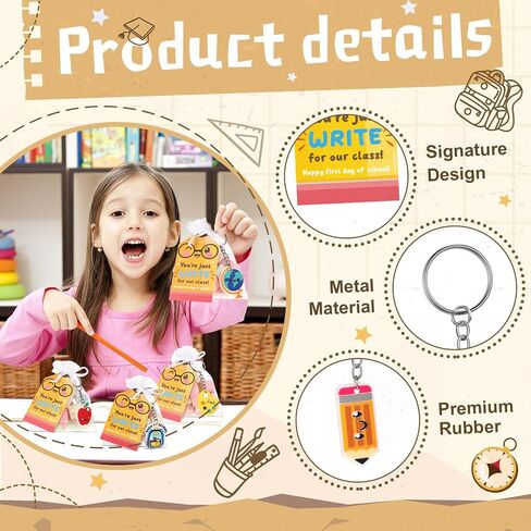 24 Set Back to School Gifts for Student, First Day of School Keychain Gift Set with Gift Tags and Organza Bags for Classroom Reward Gifts School Party Goodie Bag Stuffers in Kuwait