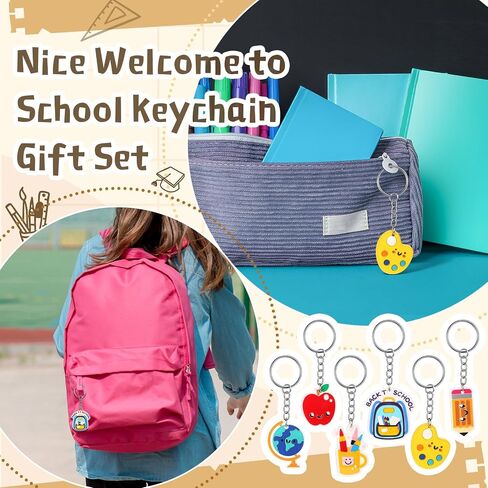 24 Set Back to School Gifts for Student, First Day of School Keychain Gift Set with Gift Tags and Organza Bags for Classroom Reward Gifts School Party Goodie Bag Stuffers in Kuwait