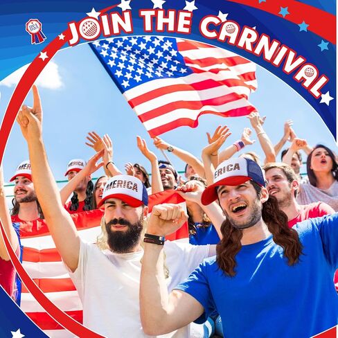 2 Pcs Mullet Hat for Men 4th of July Wig Cap with Blonde, Brown Wig Patriotic USA Hats Independence Day Accessories in Saudi Arabia