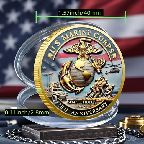 عملة تحدي الذكرى السنوية 250 USMC (1.57 بوصة)-عملة عسكرية قابلة للتحصيل على الوجهين للمحاربين القدامى ، المتحمسين للخدمة الفعلية ومشاة البحرية (3pcs) in Kuwait