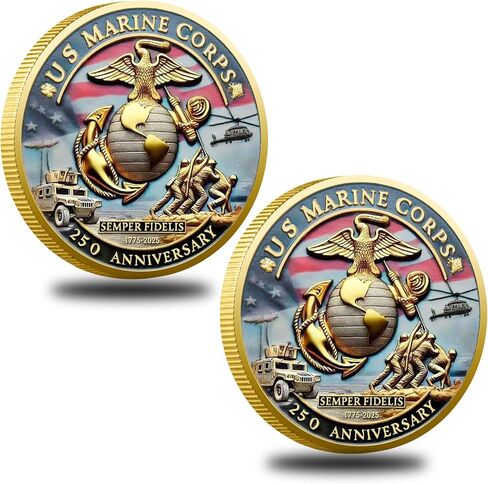 عملة تحدي الذكرى السنوية 250 USMC (1.57 بوصة)-عملة عسكرية قابلة للتحصيل على الوجهين للمحاربين القدامى ، المتحمسين للخدمة الفعلية ومشاة البحرية (3pcs) in Kuwait