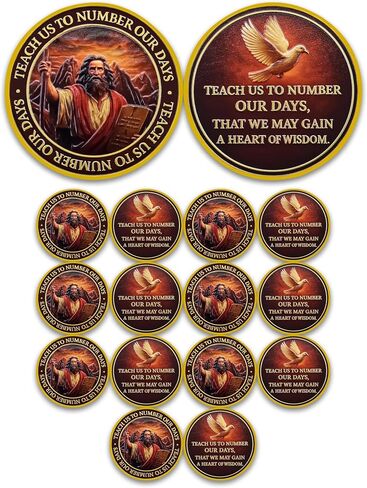 Christian Moses Ten Commandments Commemorative Coin-Psalm 90:12,Symbol of Faith,Perfect Gift Choice-Suitable for Christian Schools (16) in Kuwait