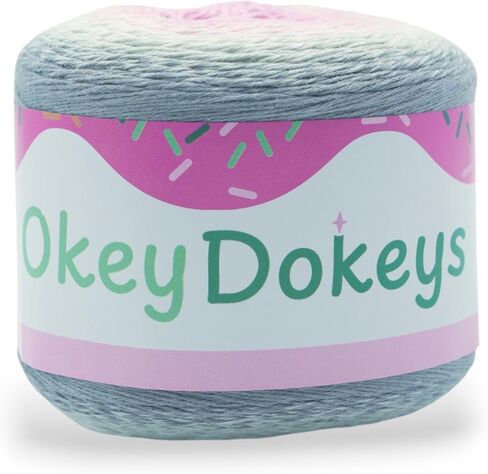 Okey Dokeys 2-pack cake yarn strawberry fog (108) Super Fino Weight 1-Blend Cotton-Acrylic Blend للكروشيه والحياكة ، تتلاشى الألوان الناعمة للشالات ، الجوارب ، الحرف اليدوية (2 × 215G ، 1940 م) in Kuwait