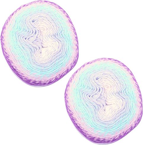 Okey Dokeys 2-pack cake yarn strawberry fog (108) Super Fino Weight 1-Blend Cotton-Acrylic Blend للكروشيه والحياكة ، تتلاشى الألوان الناعمة للشالات ، الجوارب ، الحرف اليدوية (2 × 215G ، 1940 م) in Kuwait