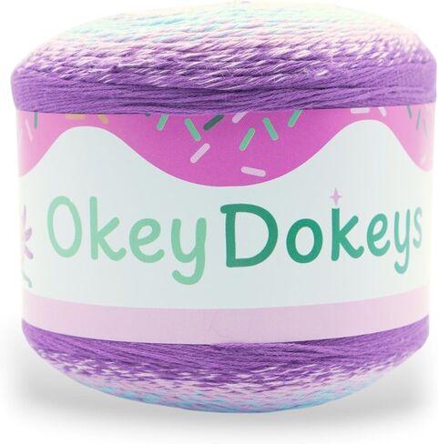 Okey Dokeys 2-pack cake yarn strawberry fog (108) Super Fino Weight 1-Blend Cotton-Acrylic Blend للكروشيه والحياكة ، تتلاشى الألوان الناعمة للشالات ، الجوارب ، الحرف اليدوية (2 × 215G ، 1940 م) in Kuwait