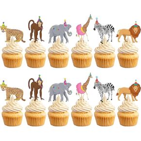 49 قطعة من Safari Cupcake Topcake Topcake jungle Animals Cake Cake for Animal Birthday Party Rigation