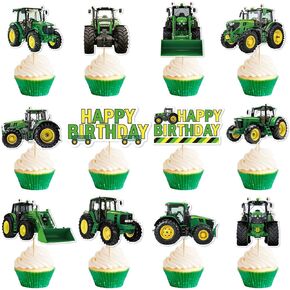 36PCS Farm Tractor Cupcake Toppers, Tractor Birthday Decorations, Farm Cake Decorations, Tractor Cake Topper Party Favors Supplies