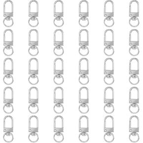 Xindojuz 30 PCS Metal Lobster Claw Clasps for Keychains and Jewelry Making, 360° Swivel Lanyards Snap Hooks Strap with Key Rings, Key Chains Connector Purses Straps Bag Charm DIY Accessories (Silver)