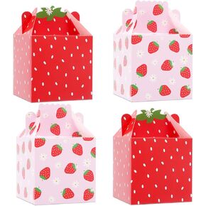 24Pcs Strawberry Daisy Party Favor Box Summer Strawberry First Birthday Gift Boxes Cute Fruit Goody Boxes Folding Paper Treat Box for Girls Sweet One Strawberry Baby Shower Decor Supplies