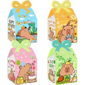 12 Pcs Capybara Party Favor Boxes Capybara Goodie Gift Treat Boxes Capy Birthday Party Bow Boxe for Birthday Party Supplies