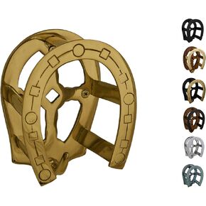 Brass Horseshoe Bridle Bracket, Bridle Hook, Bridle Rack (Brass with Wood)