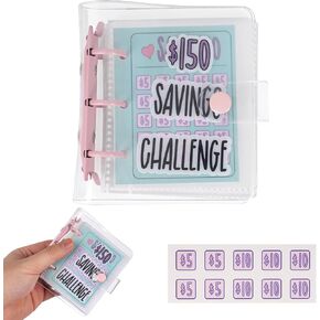 Mini Money Saving Binder – $150 Savings Challenge Book with 25 Envelopes, Easy & Simple, Palm-Sized (Pink, 1 Pack)