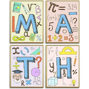 WINDVALE Educational Math Posters for Toddlers Kids Classroom Signs Must Haves Math Prints for Bulletin Board Elementary Middle School Classroom Teachers